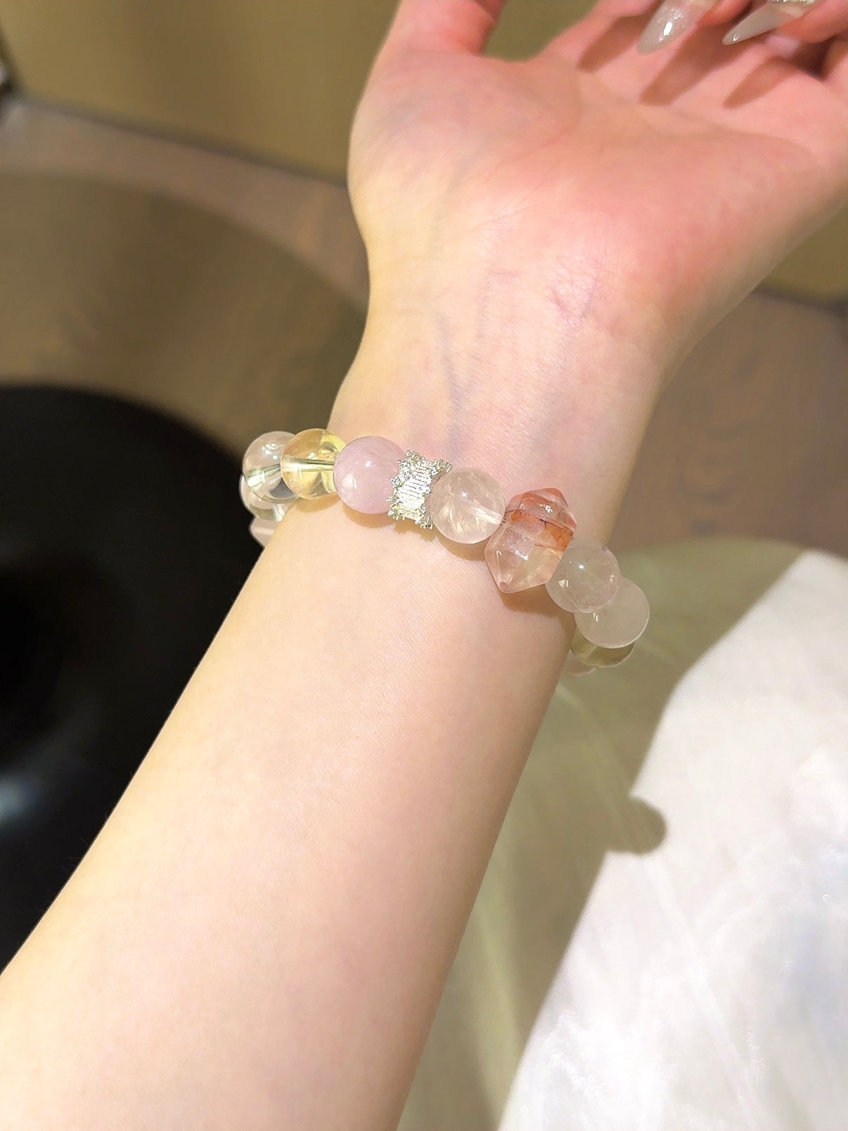 ▫️▪️ Pink crystal multi-treasure double-pointed bracelet